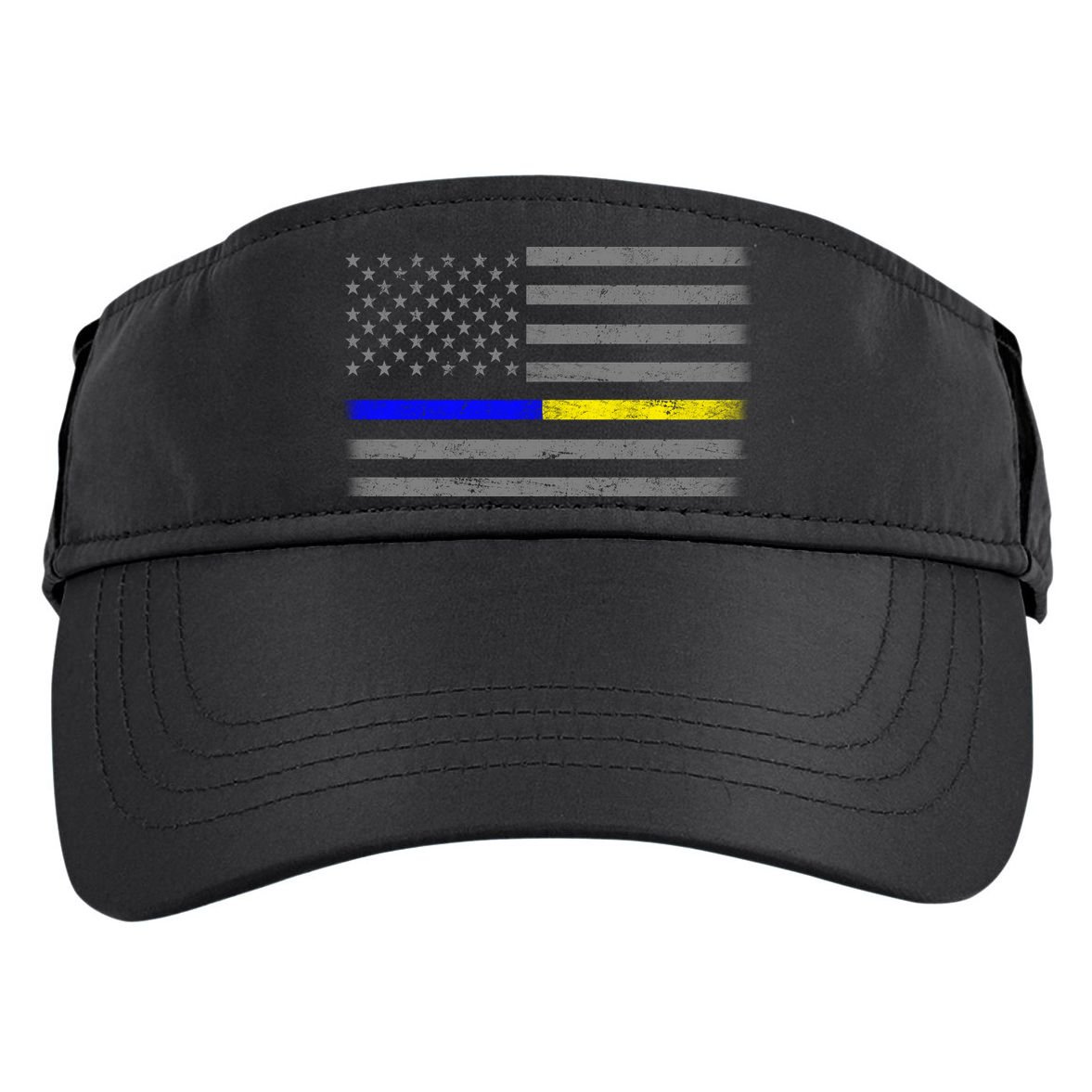 Thin Blue Gold Line Police Dispatcher Flag Adult Drive Performance Visor