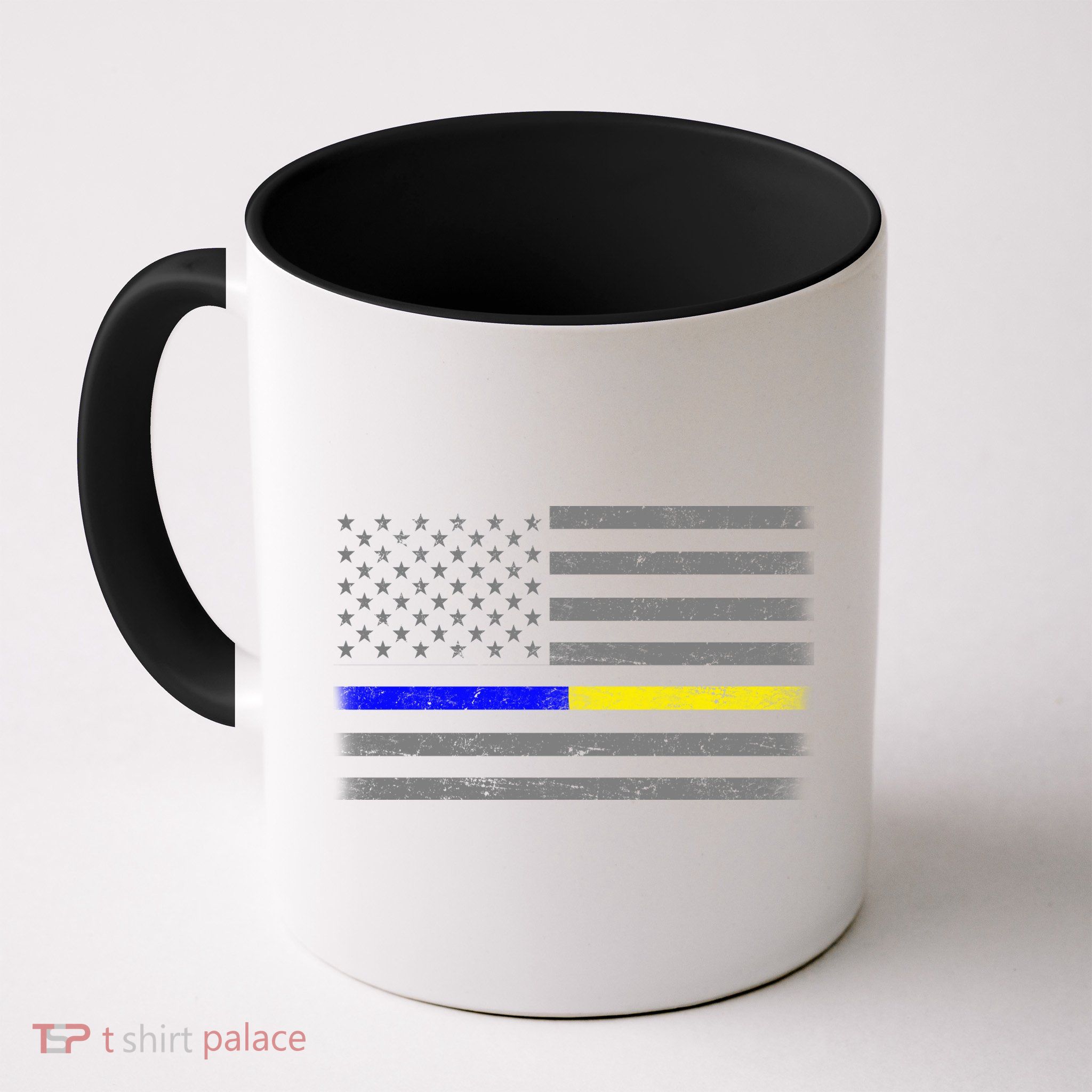 Thin Blue Gold Line Police Dispatcher Flag Mug