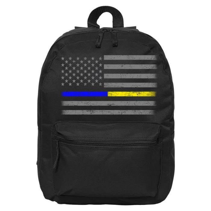 Thin Blue Gold Line Police Dispatcher Flag 16 in Basic Backpack