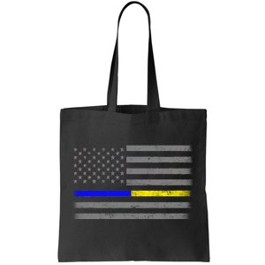 Thin Blue Gold Line Police Dispatcher Flag Tote Bag