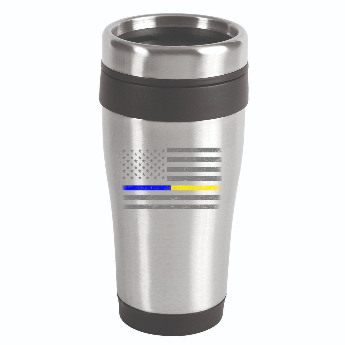 Thin Blue Gold Line Police Dispatcher Flag 16oz Travel Tumbler