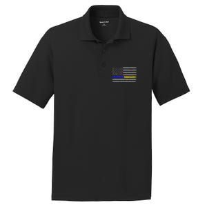 Thin Blue Gold Line Police Dispatcher Flag PosiCharge RacerMesh Polo