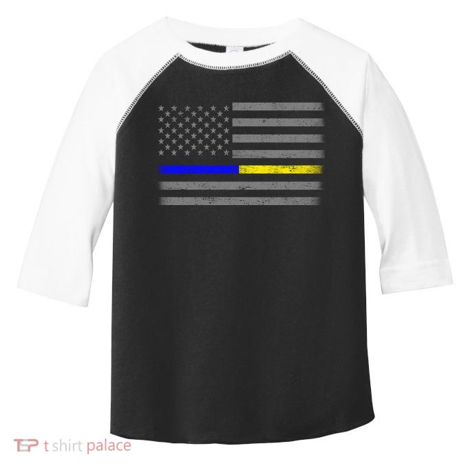 Thin Blue Gold Line Police Dispatcher Flag Toddler Fine Jersey T-Shirt