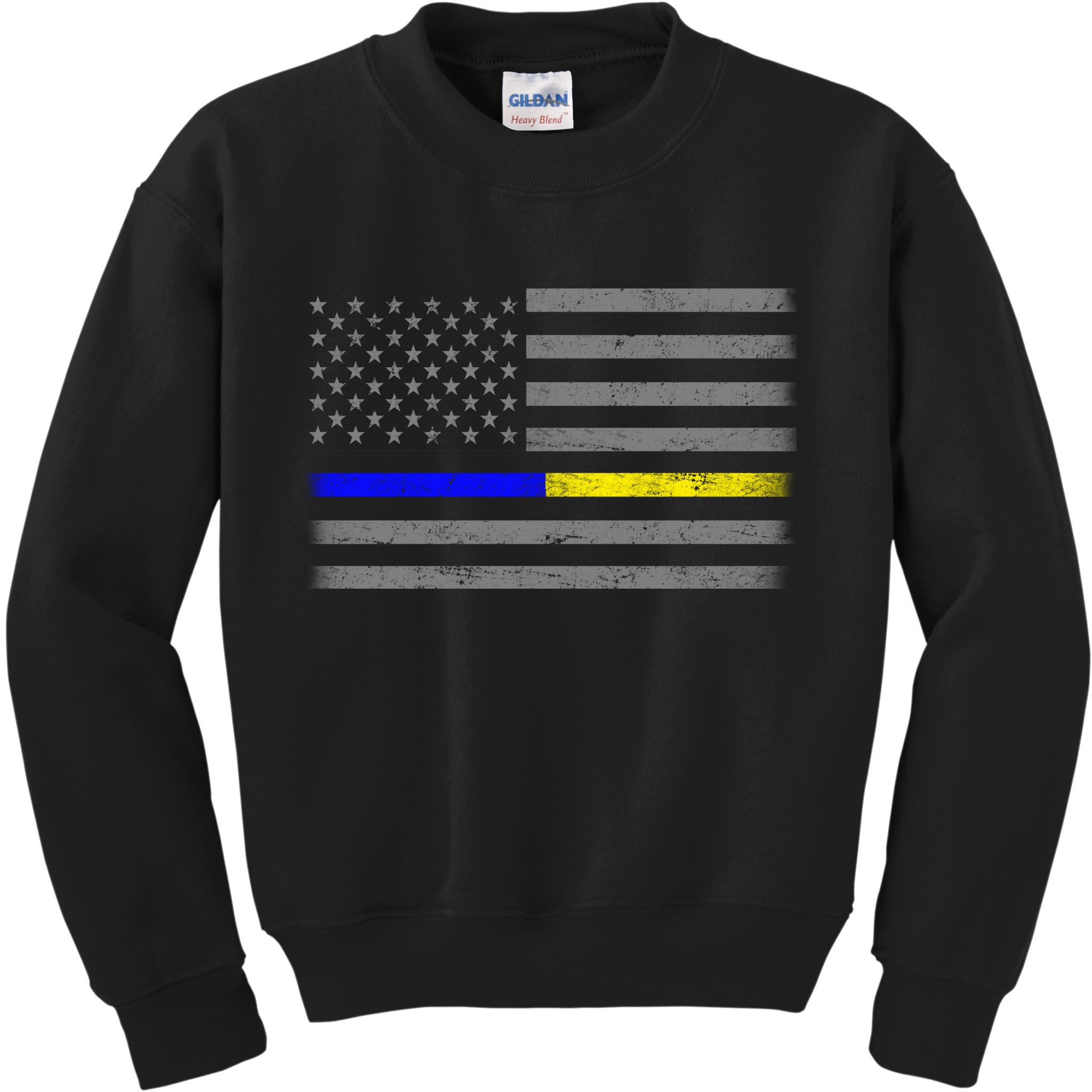 Thin Blue Gold Line Police Dispatcher Flag Kids Sweatshirt