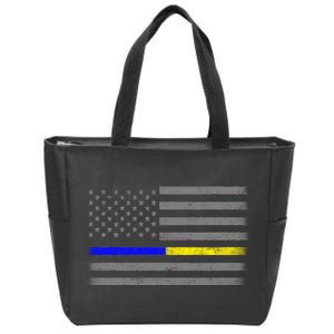 Thin Blue Gold Line Police Dispatcher Flag Zip Tote Bag