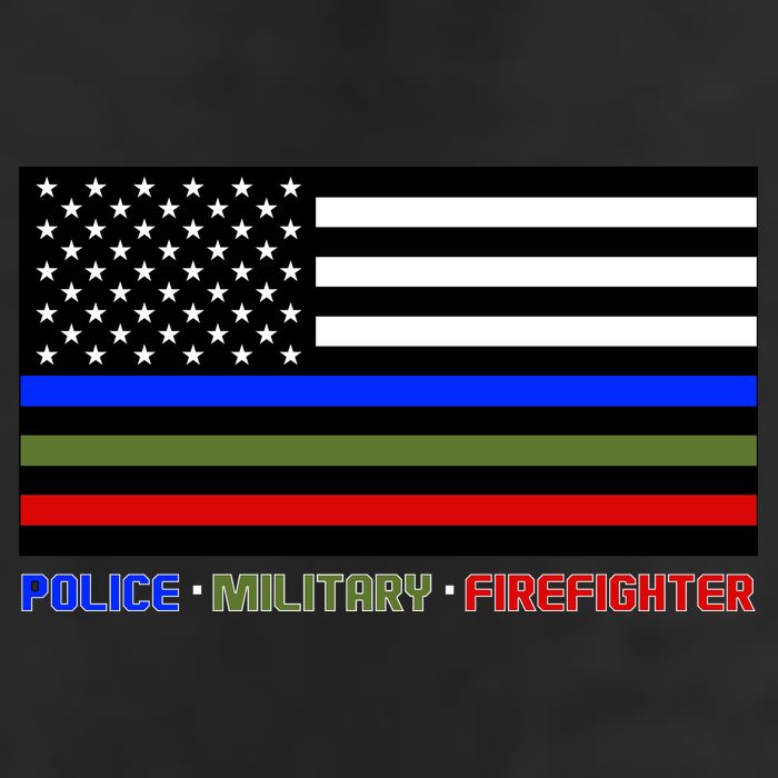 Thin Blue Green Red Lines Police Military Firefighter 7 Panel Mesh Trucker Snapback Hat
