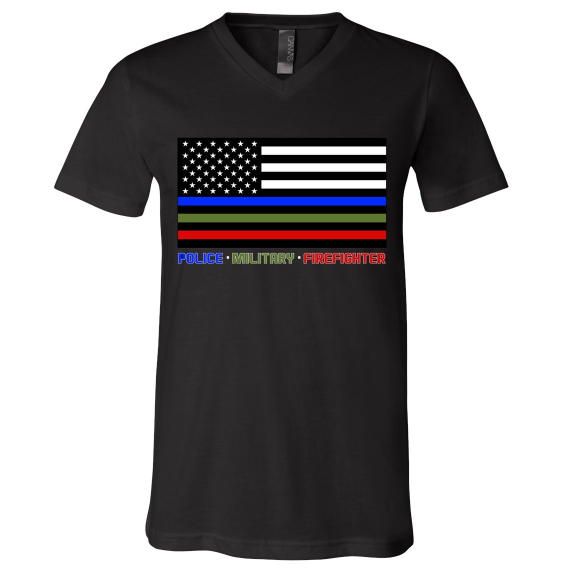 Thin Blue Green Red Lines Police Military Firefighter V-Neck T-Shirt
