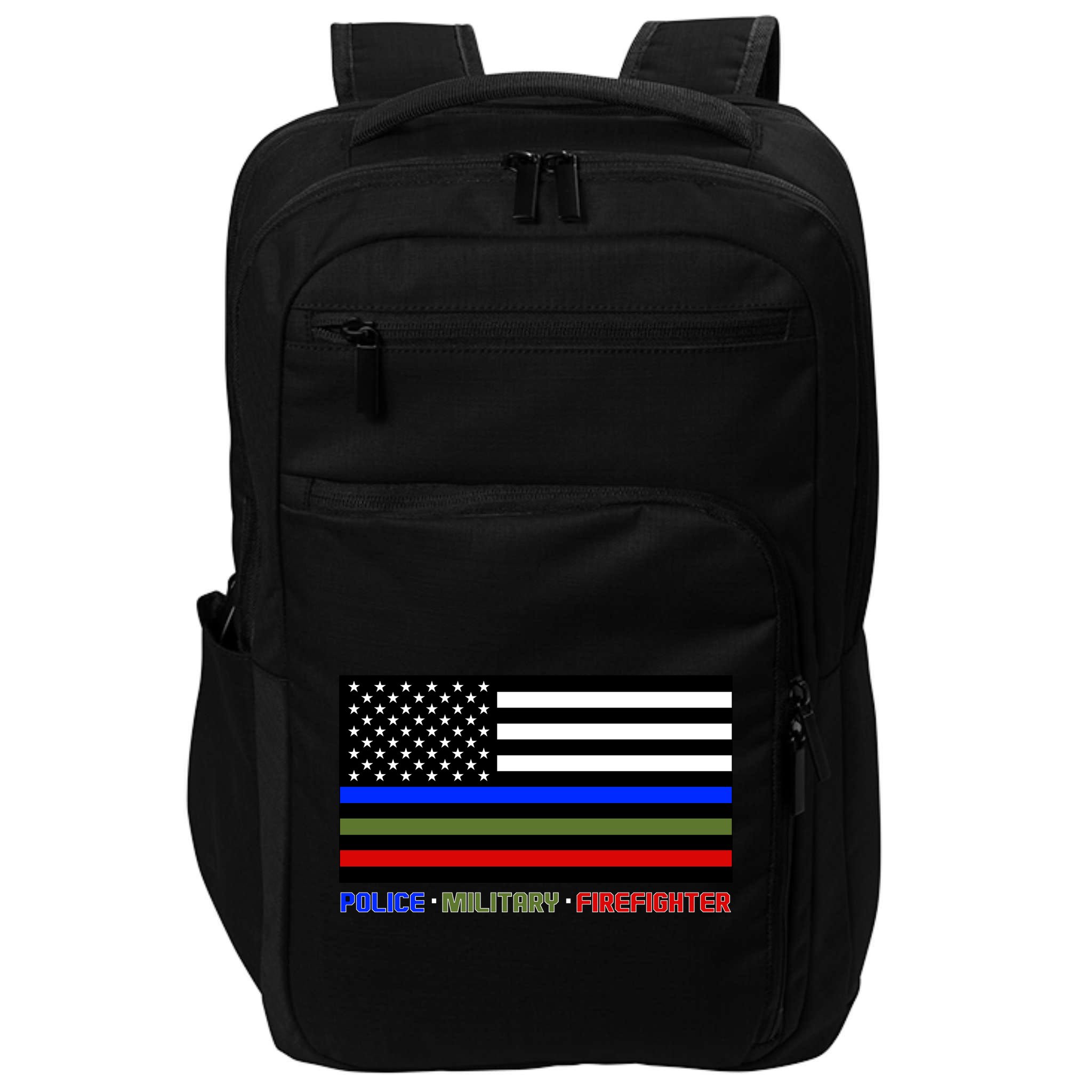 Thin Blue Green Red Lines Police Military Firefighter Impact Tech Backpack