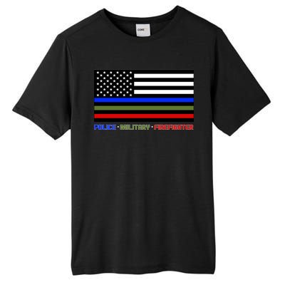 Thin Blue Green Red Lines Police Military Firefighter Tall Fusion ChromaSoft Performance T-Shirt