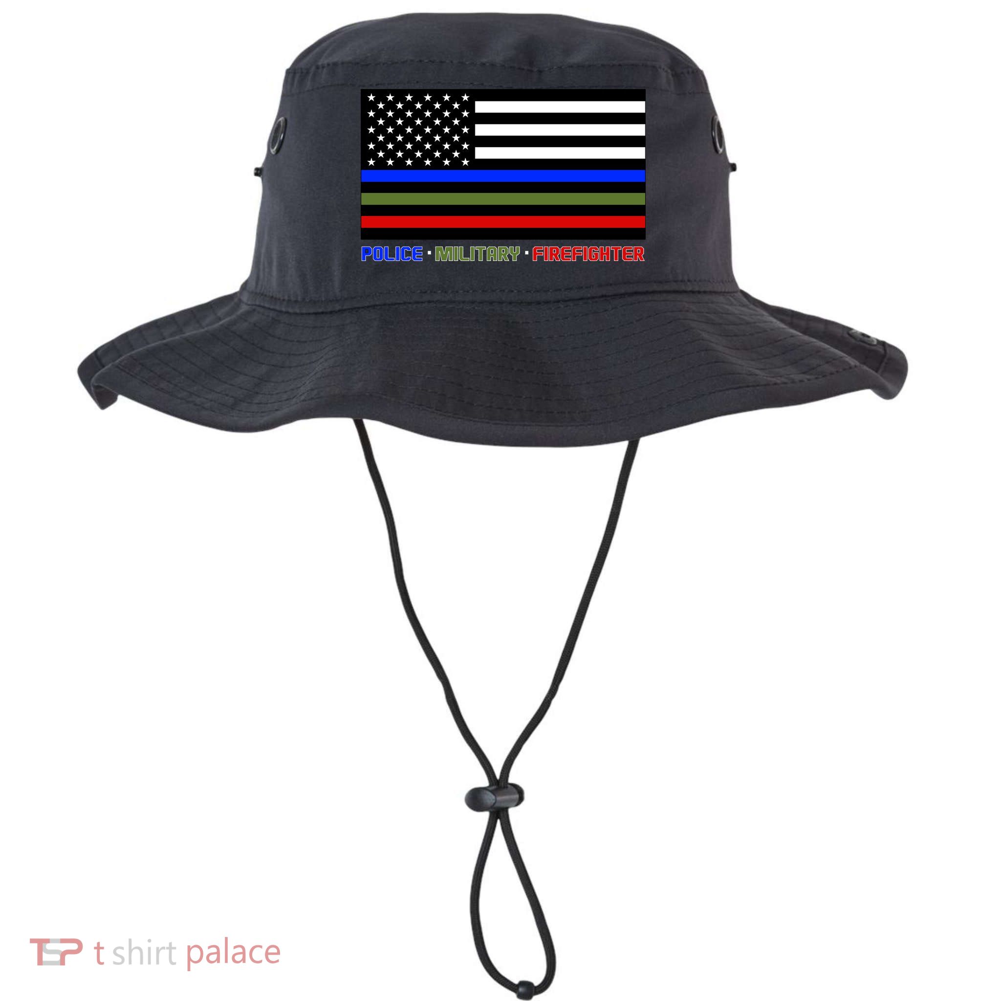 Thin Blue Green Red Lines Police Military Firefighter Bucket Hat