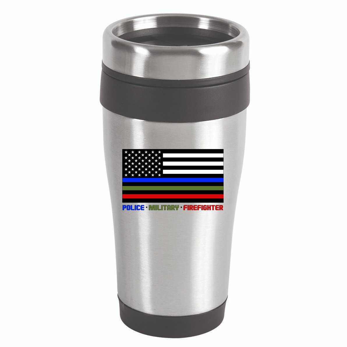Thin Blue Green Red Lines Police Military Firefighter 16oz Travel Tumbler