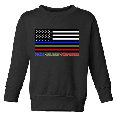 Thin Blue Green Red Lines Police Military Firefighter Toddler Sweatshirt