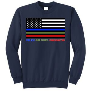 Thin Blue Green Red Lines Police Military Firefighter Sweatshirt