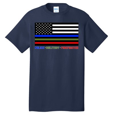 Thin Blue Green Red Lines Police Military Firefighter Tall T-Shirt