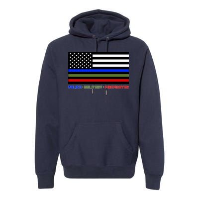 Thin Blue Green Red Lines Police Military Firefighter Premium Hoodie