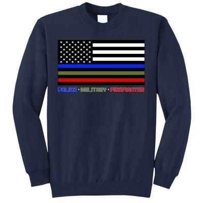 Thin Blue Green Red Lines Police Military Firefighter Tall Sweatshirt