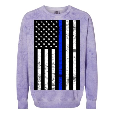 Thin Blue Line American Flag Colorblast Crewneck Sweatshirt