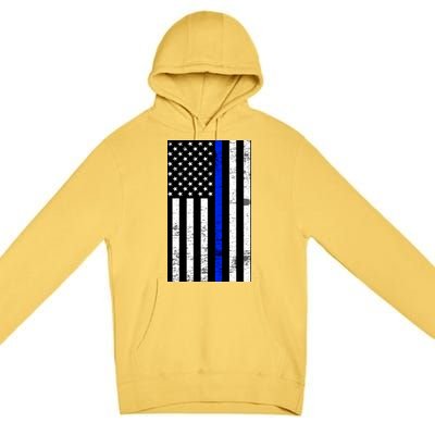 Thin Blue Line American Flag Premium Pullover Hoodie