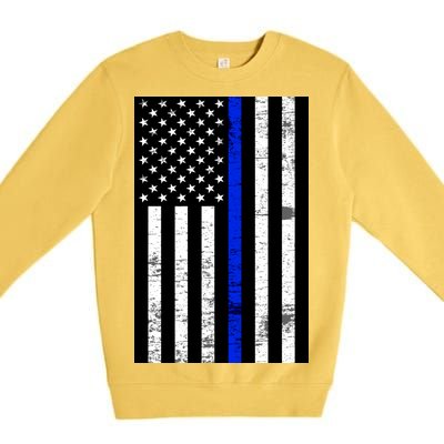 Thin Blue Line American Flag Premium Crewneck Sweatshirt