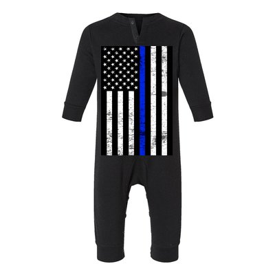 Thin Blue Line American Flag Infant Fleece One Piece