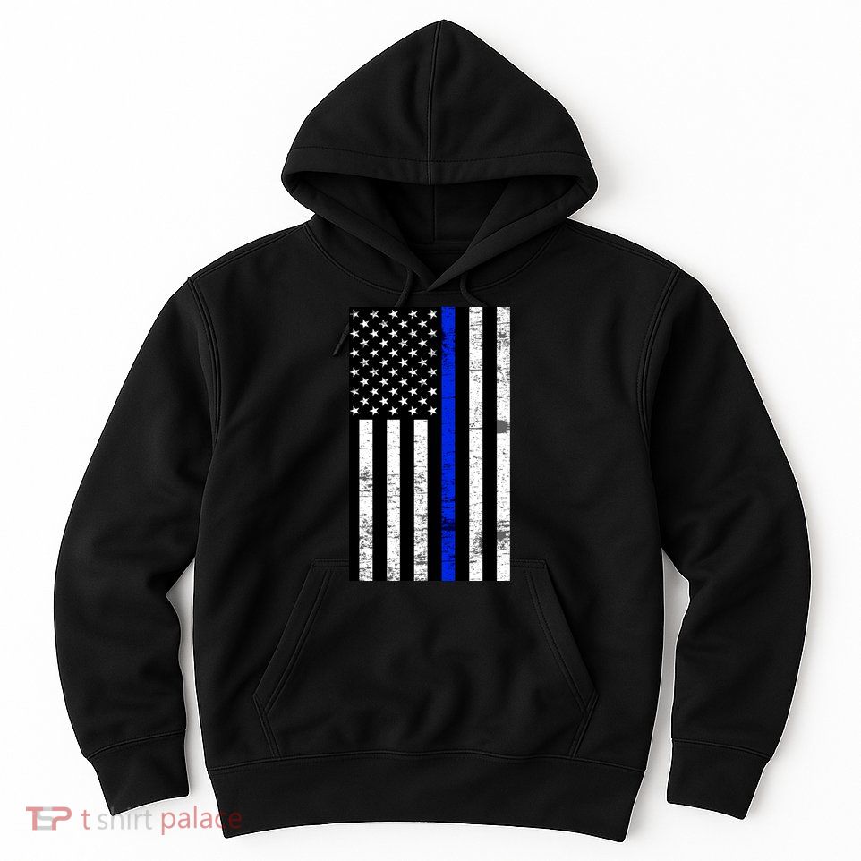 Thin Blue Line American Flag Hoodie