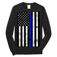 Thin Blue Line American Flag Long Sleeve Shirt