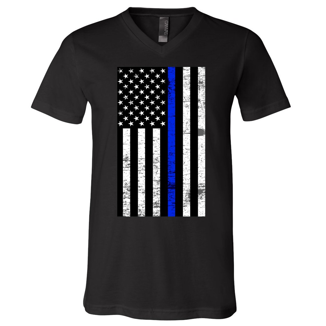 Thin Blue Line American Flag V-Neck T-Shirt