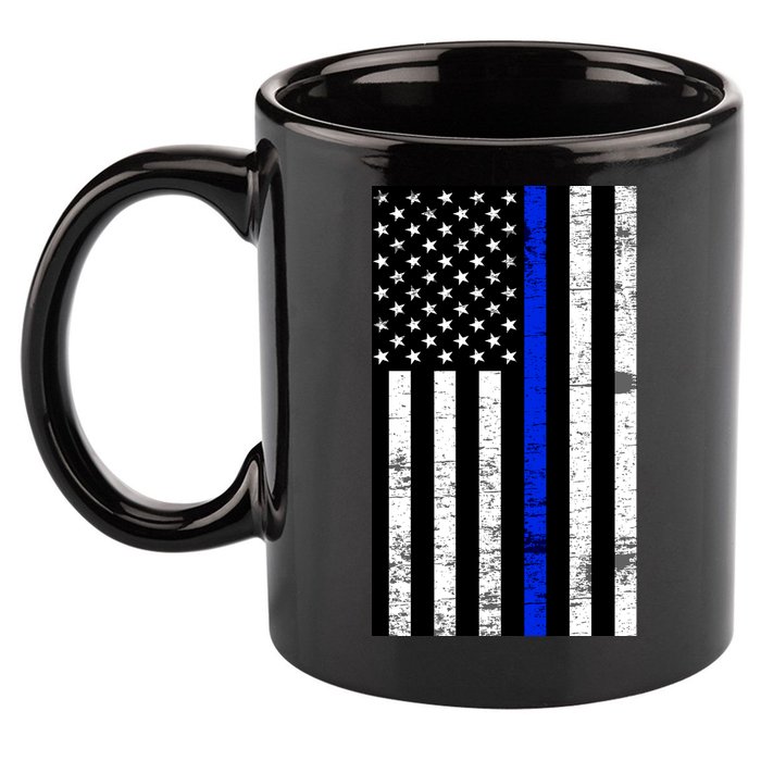 Thin Blue Line American Flag 11oz C Handle Ceramic Mug
