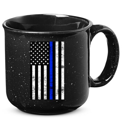 Thin Blue Line American Flag 15oz Campfire Ceramic Mug