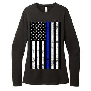 Thin Blue Line American Flag Womens CVC Long Sleeve Shirt