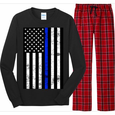 Thin Blue Line American Flag Long Sleeve Pajama Set