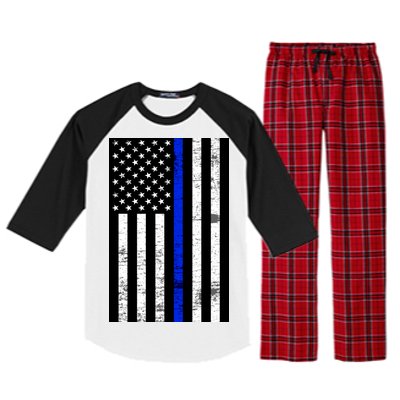 Thin Blue Line American Flag Raglan Sleeve Pajama Set