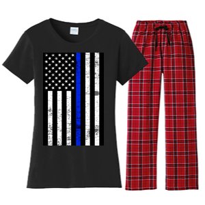 Thin Blue Line American Flag Women's Flannel Pajama Set