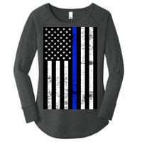 Thin Blue Line American Flag Women's Perfect Tri Tunic Long Sleeve Shirt