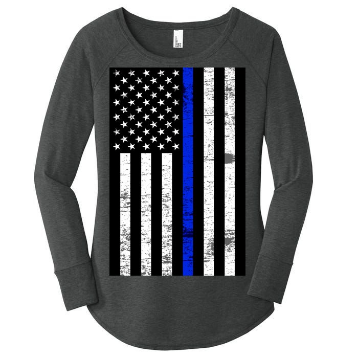 Thin Blue Line American Flag Women's Perfect Tri Tunic Long Sleeve Shirt