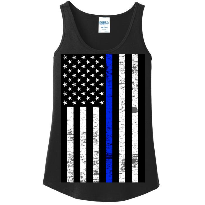 Thin Blue Line American Flag Ladies Essential Tank