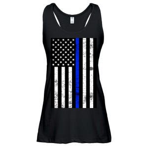 Thin Blue Line American Flag Ladies Essential Flowy Tank