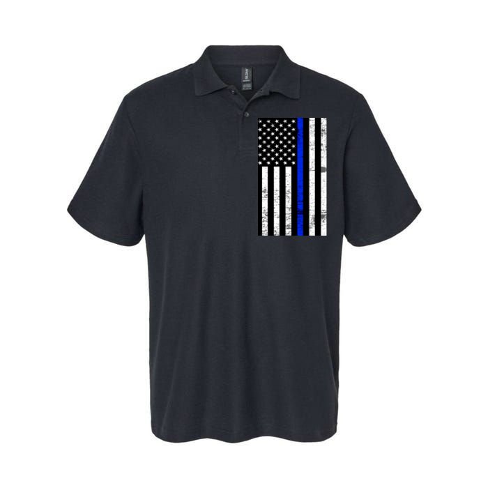 Thin Blue Line American Flag Softstyle Adult Sport Polo