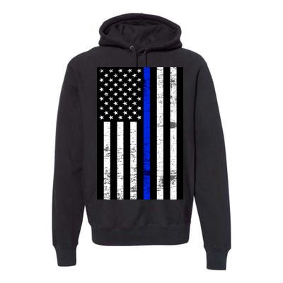 Thin Blue Line American Flag Premium Hoodie