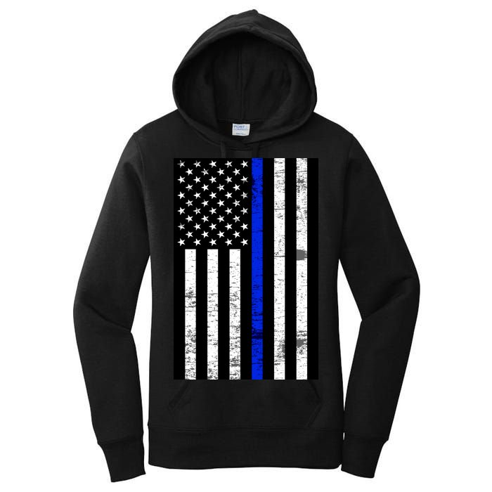 Thin Blue Line American Flag Women's Pullover Hoodie