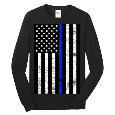 Thin Blue Line American Flag Tall Long Sleeve T-Shirt