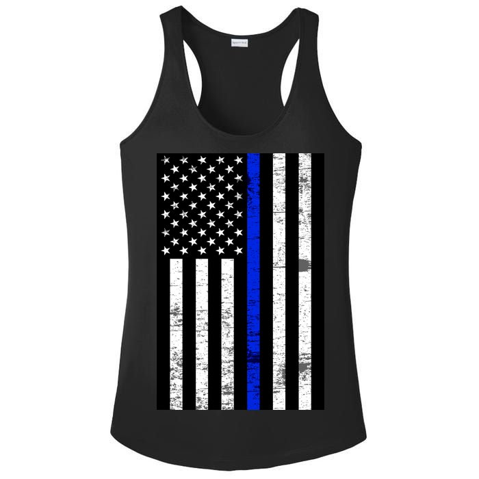 Thin Blue Line American Flag Ladies PosiCharge Competitor Racerback Tank