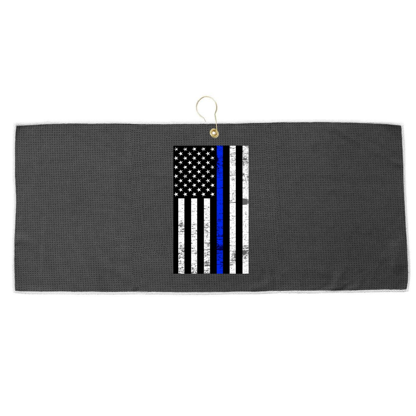 Thin Blue Line American Flag Large Microfiber Waffle Golf Towel