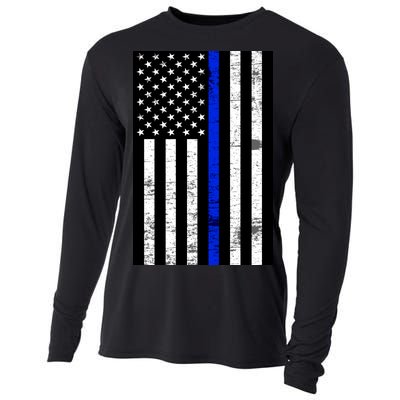 Thin Blue Line American Flag Cooling Performance Long Sleeve Crew