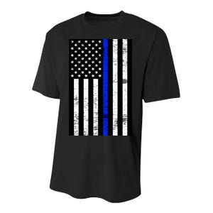 Thin Blue Line American Flag Youth Performance Sprint T-Shirt