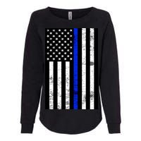 Thin Blue Line American Flag Womens California Wash Sweatshirt