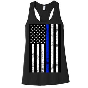 Thin Blue Line American Flag Women's Racerback Tank