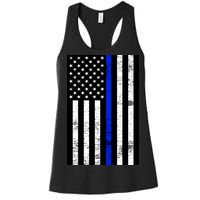 Thin Blue Line American Flag Women's Racerback Tank