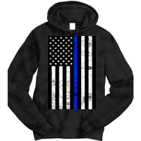 Thin Blue Line American Flag Tie Dye Hoodie