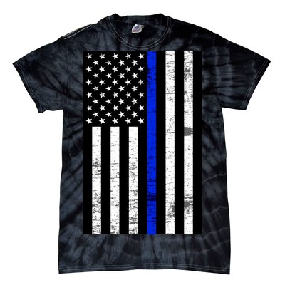 Thin Blue Line American Flag Tie-Dye T-Shirt